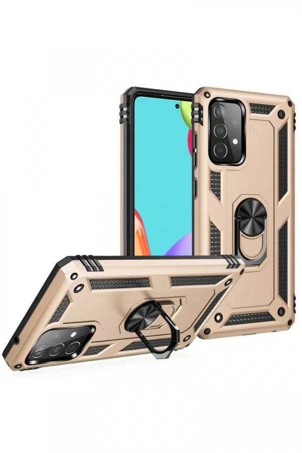 Samsung Galaxy A53 5G Kılıf Sofya Yüzüklü Silikon Kapak - Gold