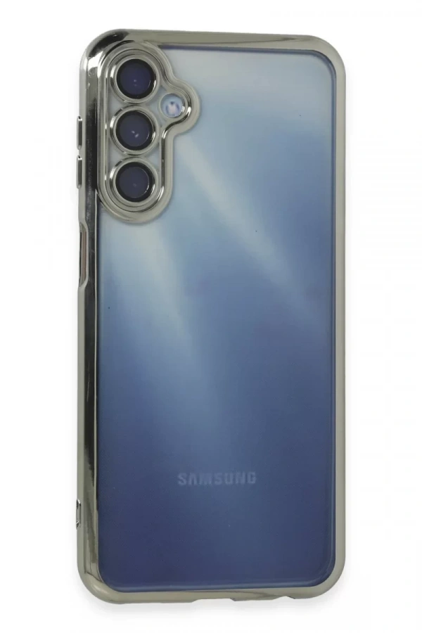 Samsung Galaxy A55 5G Kılıf Lensli Silikon - Gümüş