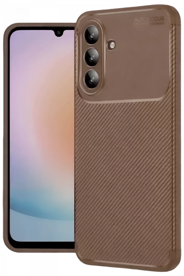 Samsung Galaxy A57 5G Auto Focus Karbon Kapak - Kahverengi