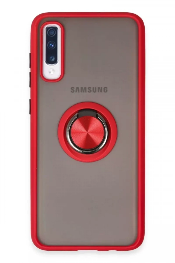 Samsung Galaxy A70 Kılıf Montreal Yüzüklü Silikon Kapak - Kırmızı