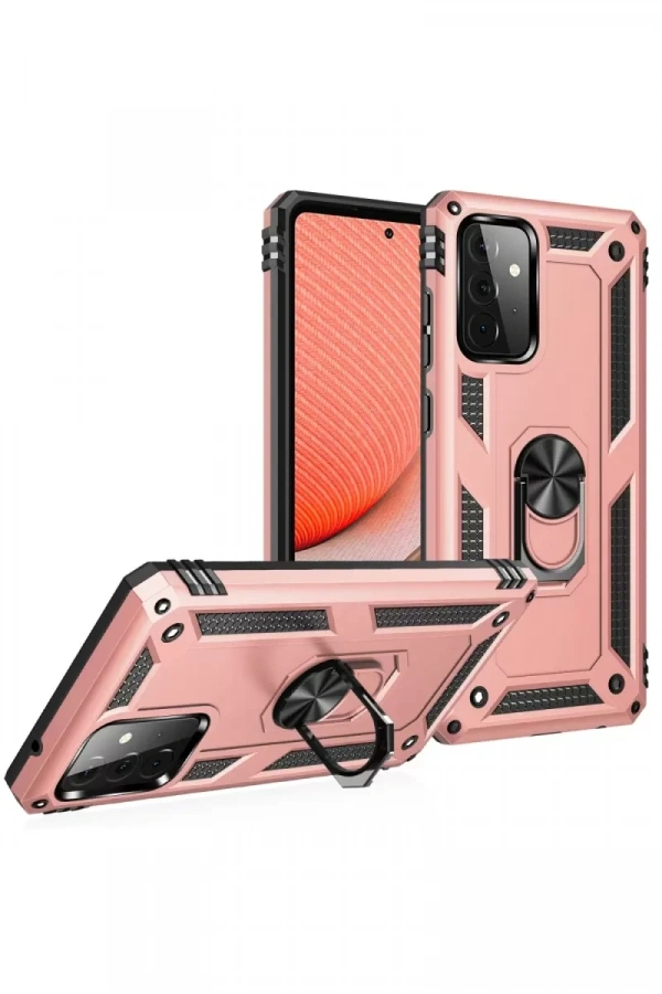 Samsung Galaxy A72 Kılıf Sofya Yüzüklü Silikon Kapak - Rose