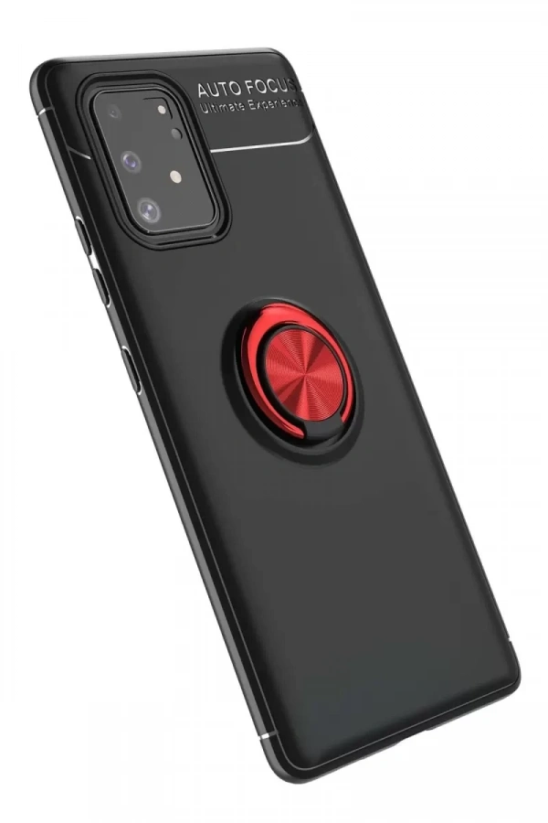 Samsung Galaxy A91 / S10 Lite Kılıf Range Yüzüklü Silikon - Siyah-Kırmızı