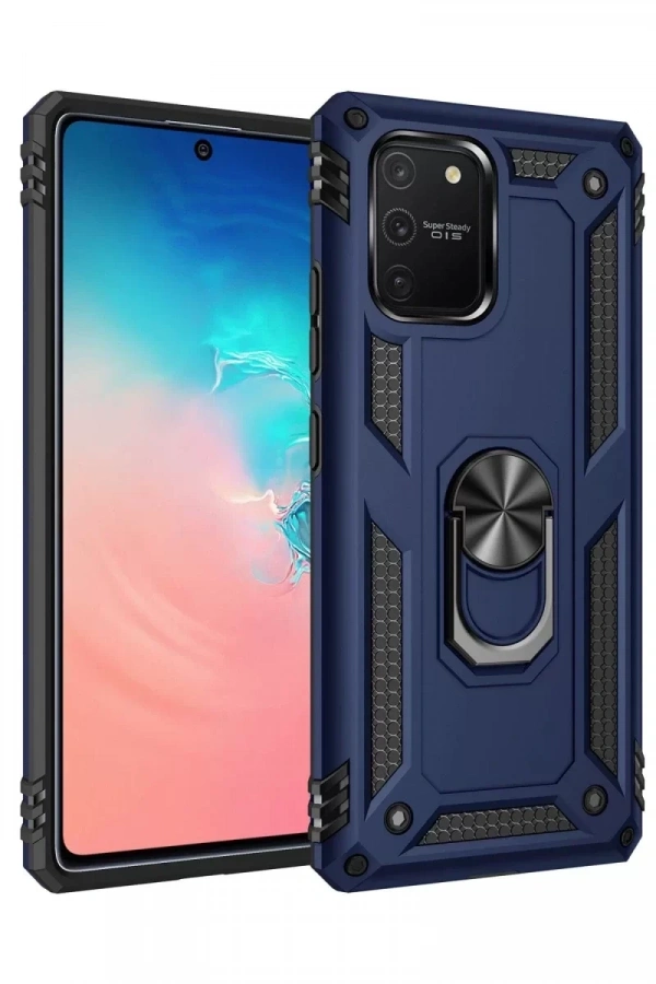 Samsung Galaxy A91 / S10 Lite Kılıf Sofya Yüzüklü Silikon Kapak - Lacivert
