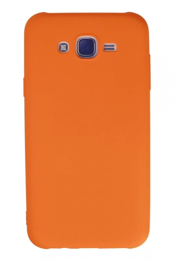 Samsung Galaxy J7 Kılıf Nano içi Kadife Silikon - Turuncu