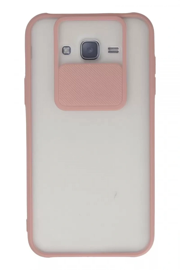 Samsung Galaxy J7 Kılıf Palm Buzlu Kamera Sürgülü Silikon - Pembe