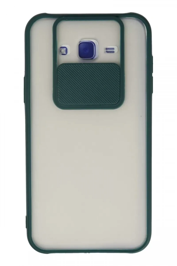 Samsung Galaxy J7 Kılıf Palm Buzlu Kamera Sürgülü Silikon - Yeşil