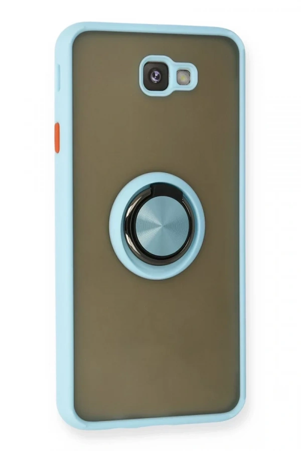 Samsung Galaxy J7 Prime Kılıf Montreal Yüzüklü Silikon Kapak - Buz Mavi