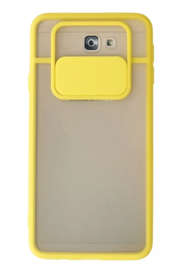 Samsung Galaxy J7 Prime Kılıf Palm Buzlu Kamera Sürgülü Silikon - Sarı