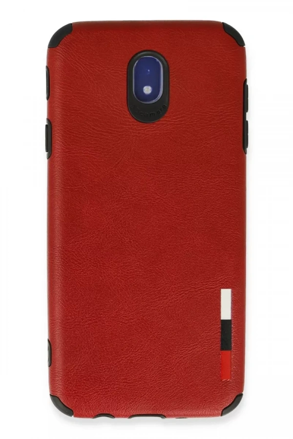 Samsung Galaxy J7 Pro / J730 Kılıf Loop Deri Silikon - Kırmızı