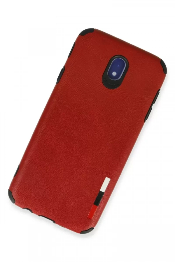 Samsung Galaxy J7 Pro / J730 Kılıf Loop Deri Silikon - Kırmızı