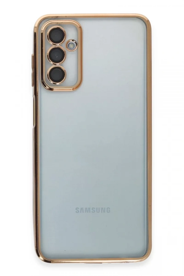 Samsung Galaxy M23 Kılıf Lensli Silikon - Gold