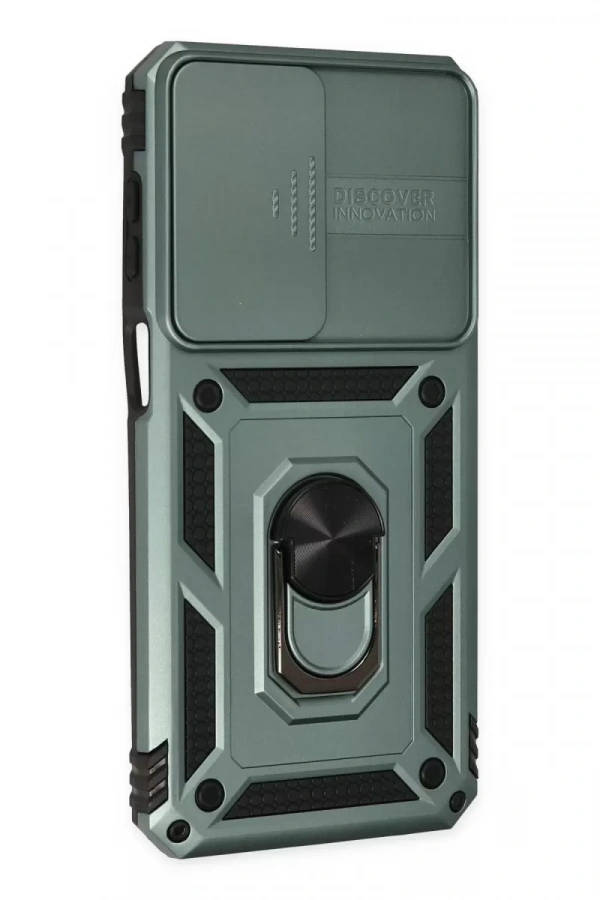 Samsung Galaxy M33 Kılıf Pars Lens Yüzüklü Silikon - Yeşil
