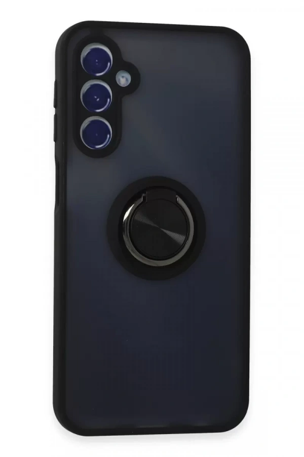 Samsung Galaxy M34 5G Kılıf Montreal Yüzüklü Silikon Kapak - Siyah