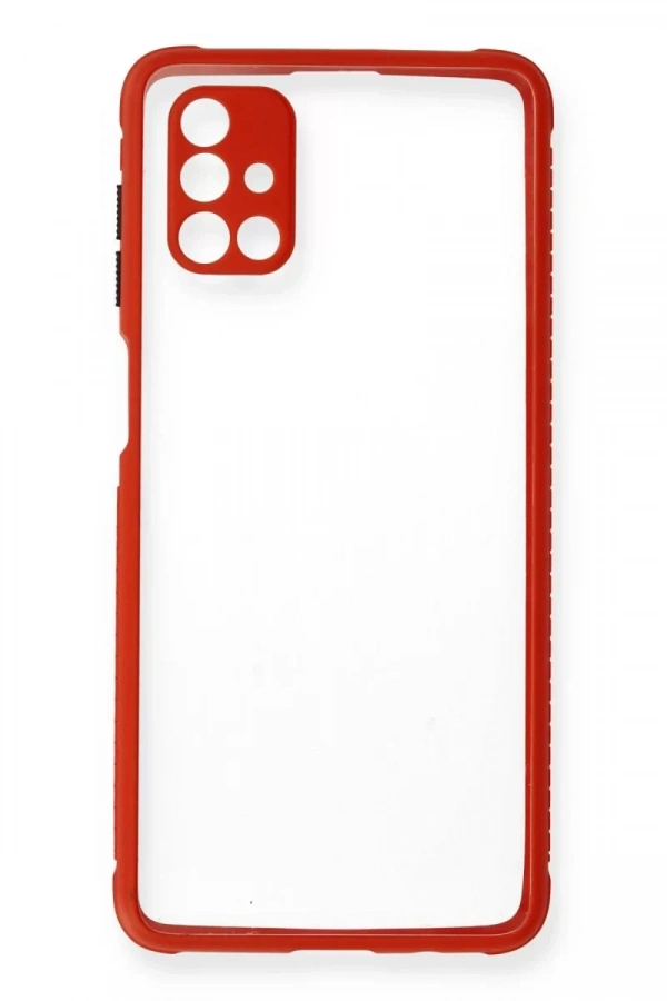 Samsung Galaxy M51 Kılıf Miami Şeffaf Silikon - Kırmızı