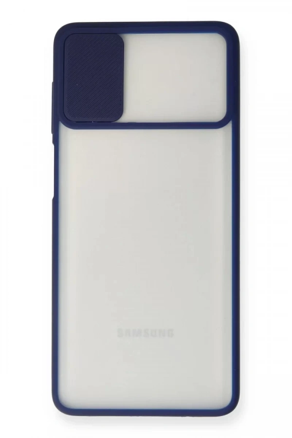 Samsung Galaxy M51 Kılıf Palm Buzlu Kamera Sürgülü Silikon - Lacivert