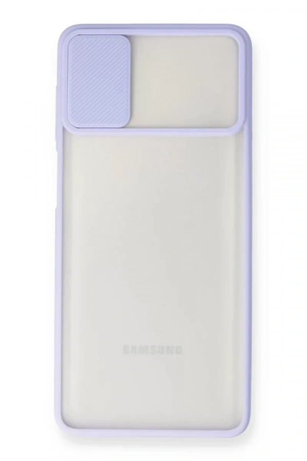 Samsung Galaxy M51 Kılıf Palm Buzlu Kamera Sürgülü Silikon - Lila