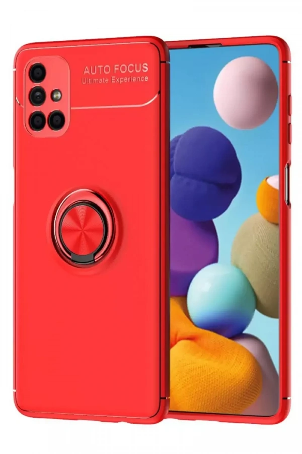 Samsung Galaxy M51 Kılıf Range Yüzüklü Silikon - Kırmızı
