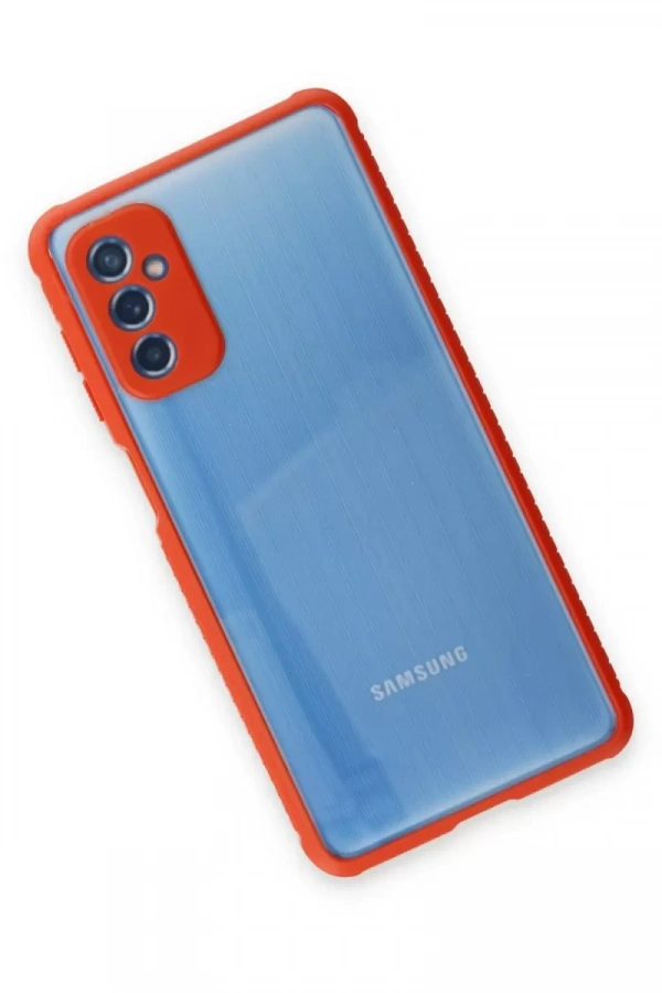 Samsung Galaxy M52 5G Kılıf Miami Şeffaf Silikon - Kırmızı