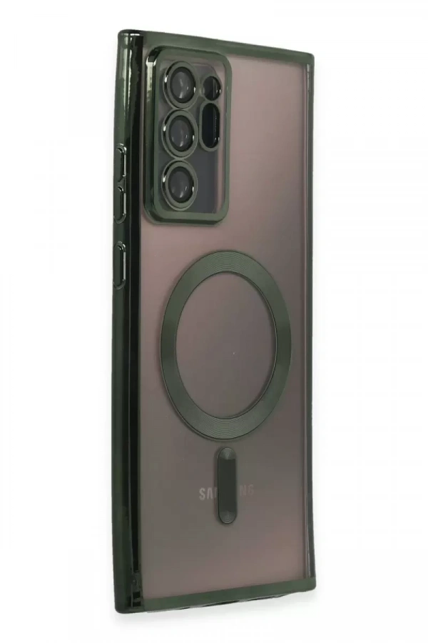Samsung Galaxy Note 20 Ultra Kılıf Kross Magneticsafe Kapak - Koyu Yeşil