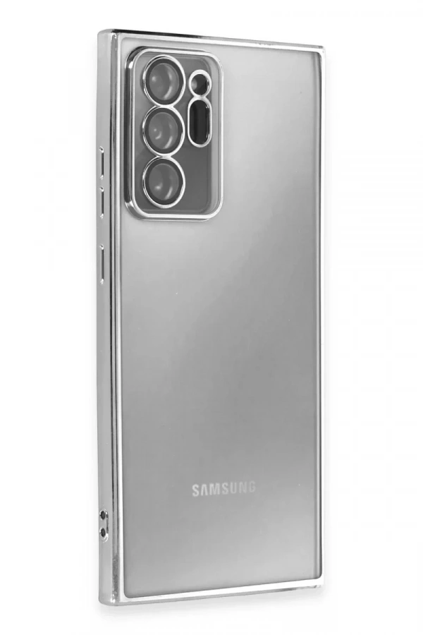 Samsung Galaxy Note 20 Ultra Kılıf Lensli Silikon - Gümüş