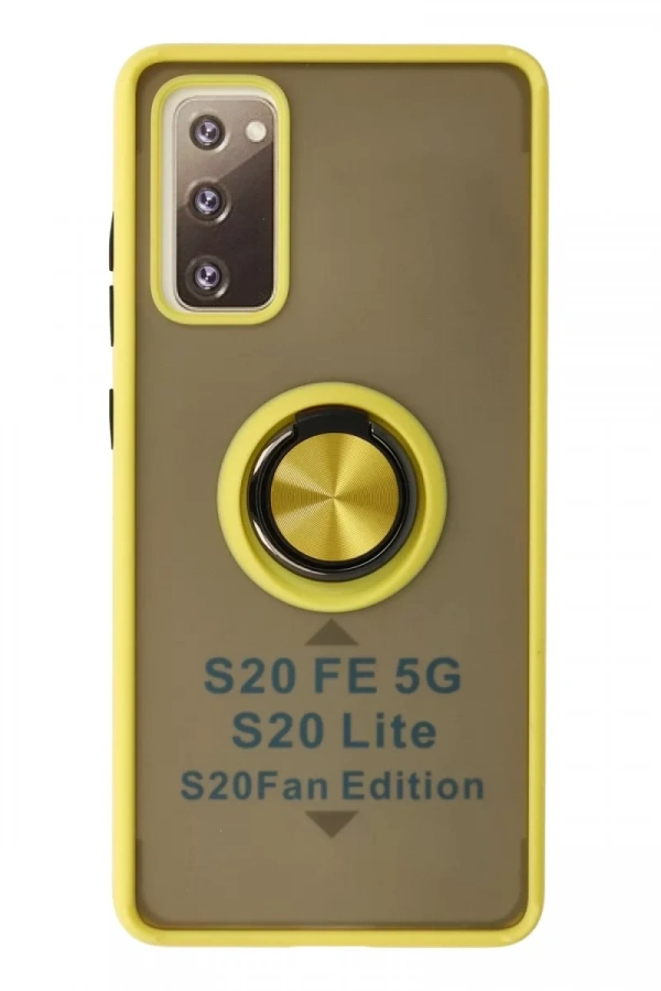 Samsung Galaxy S20 FE Kılıf Montreal Yüzüklü Silikon Kapak - Sarı