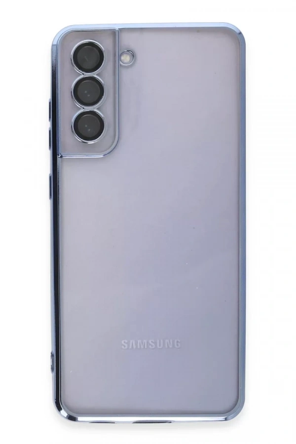 Samsung Galaxy S21 FE Kılıf Lensli Silikon - Açık Mavi
