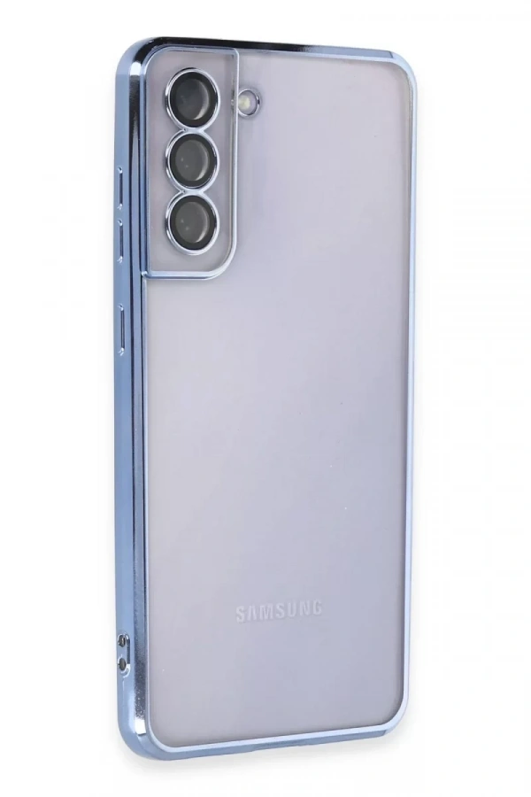 Samsung Galaxy S21 FE Kılıf Lensli Silikon - Açık Mavi