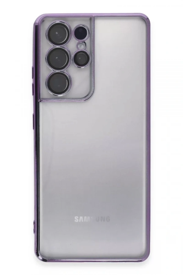 Samsung Galaxy S21 Ultra Kılıf Lensli Silikon - Mor