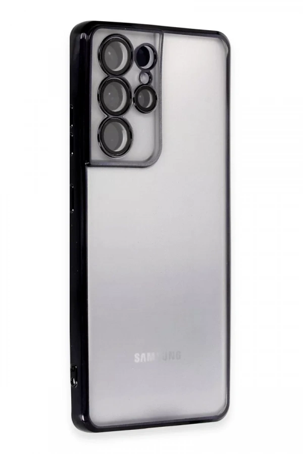 Samsung Galaxy S21 Ultra Kılıf Lensli Silikon - Siyah