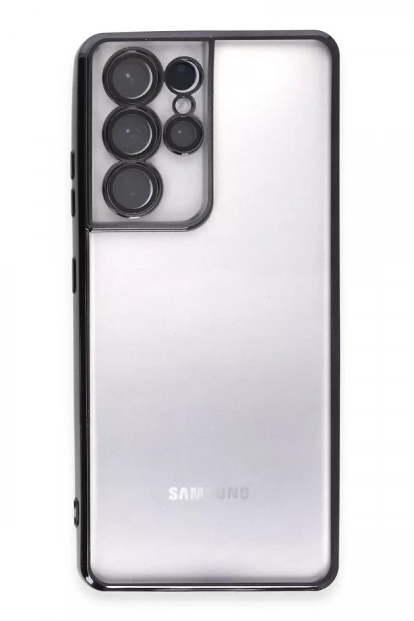 Samsung Galaxy S21 Ultra Kılıf Lensli Silikon - Siyah