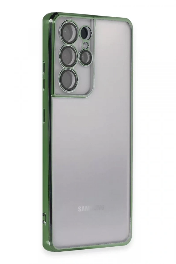 Samsung Galaxy S21 Ultra Kılıf Lensli Silikon - Yeşil