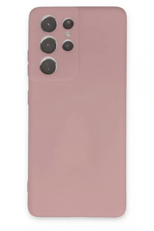 Samsung Galaxy S21 Ultra Kılıf Nano içi Kadife Silikon - Pudra