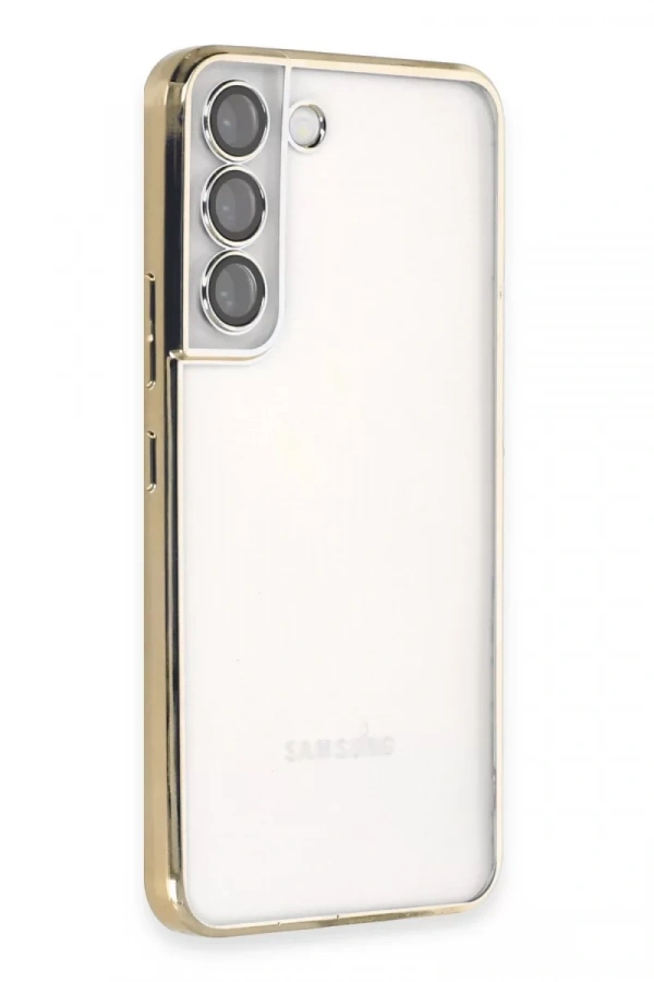 Samsung Galaxy S22 Kılıf Lensli Silikon - Gold