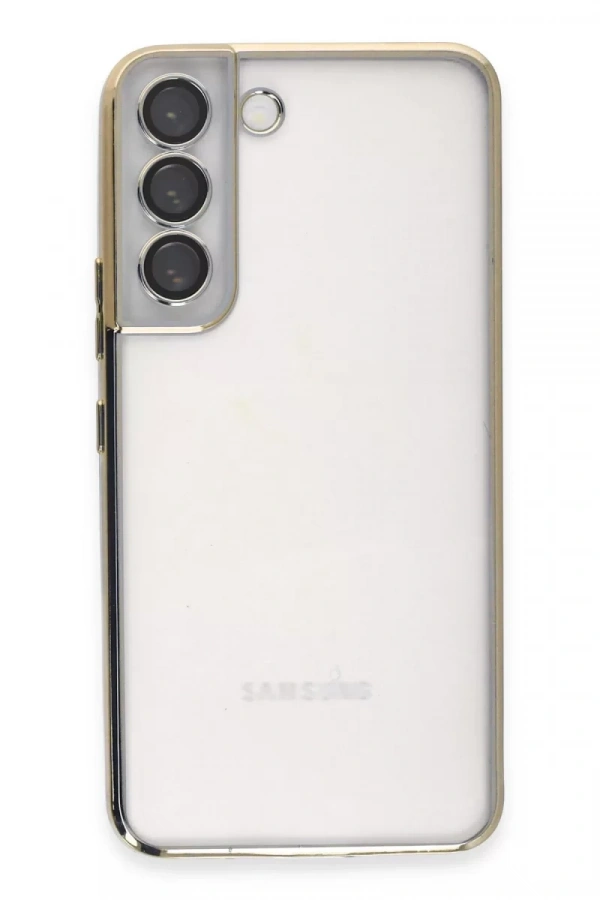 Samsung Galaxy S22 Kılıf Lensli Silikon - Gold