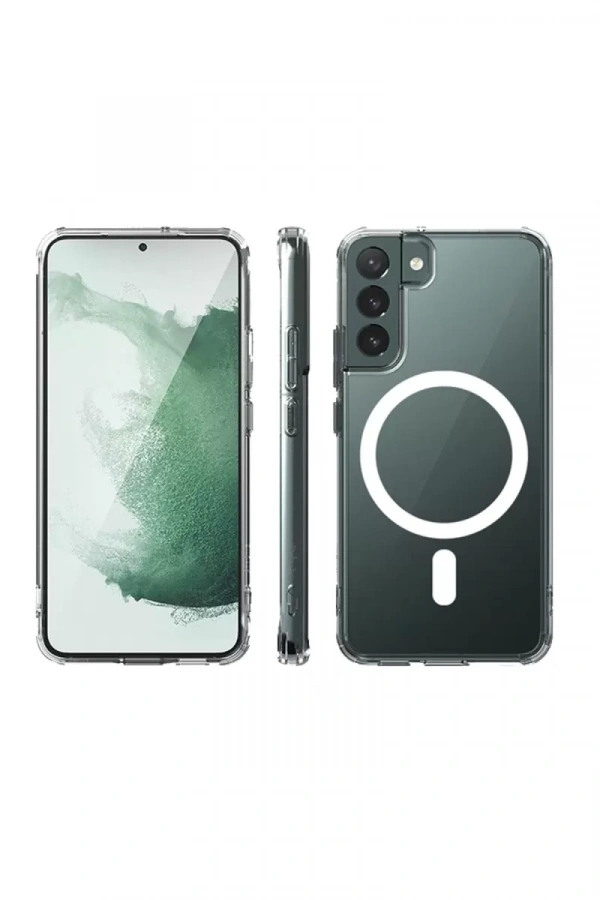 Samsung Galaxy S22 Plus Kılıf Magneticsafe Şeffaf Silikon - Şeffaf