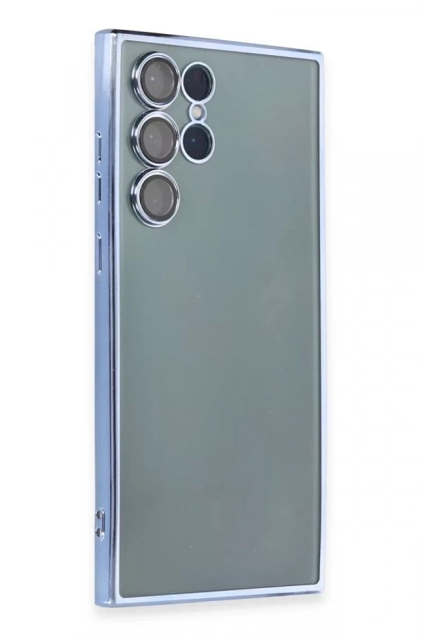 Samsung Galaxy S22 Ultra Kılıf Lensli Silikon - Açık Mavi