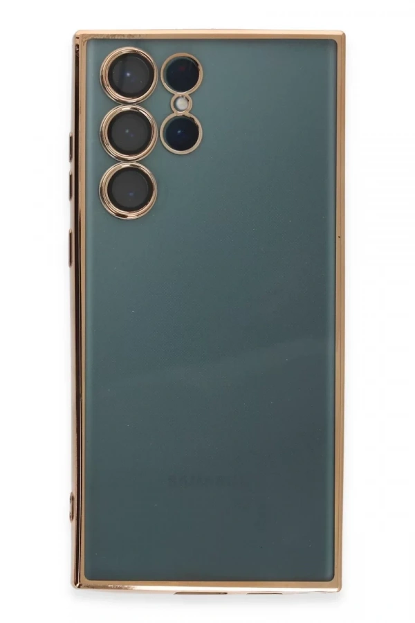 Samsung Galaxy S22 Ultra Kılıf Lensli Silikon - Gold