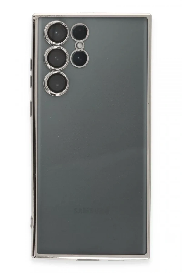 Samsung Galaxy S22 Ultra Kılıf Lensli Silikon - Gümüş