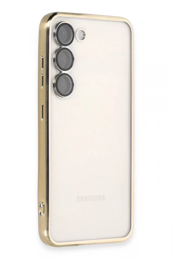 Samsung Galaxy S23 Kılıf Lensli Silikon - Gold