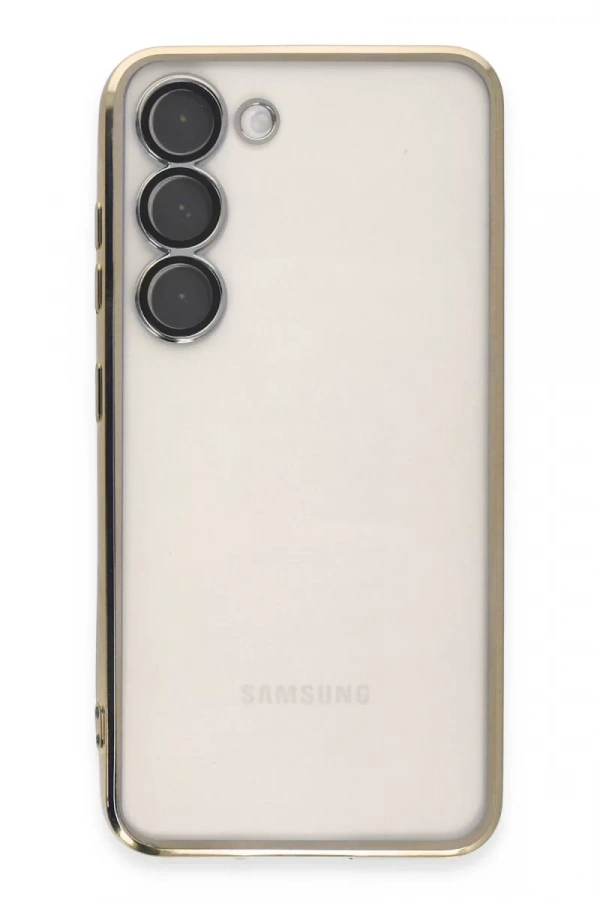 Samsung Galaxy S23 Kılıf Lensli Silikon - Gold