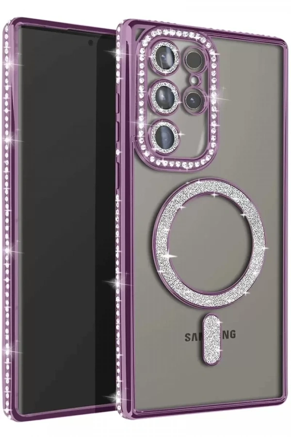 Samsung Galaxy S23 Ultra Joke Simli Magneticsafe Kılıf - Derin Mor