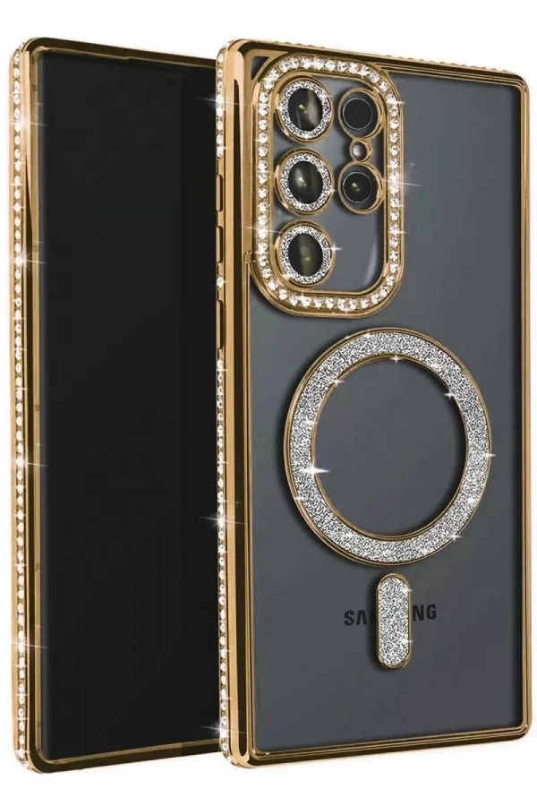 Samsung Galaxy S23 Ultra Joke Simli Magneticsafe Kılıf - Gold