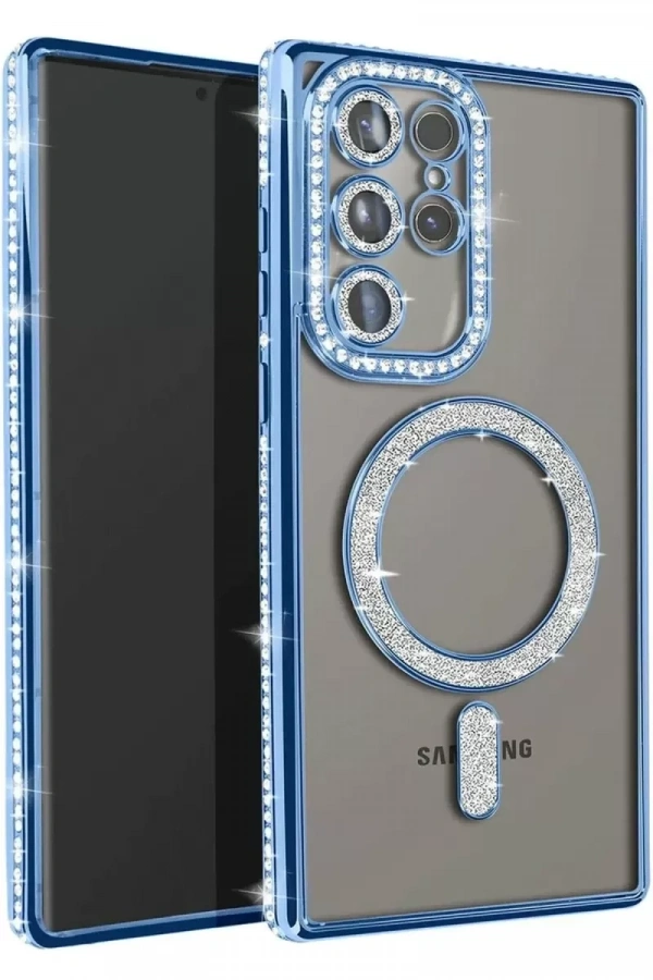 Samsung Galaxy S23 Ultra Joke Simli Magneticsafe Kılıf - Mavi
