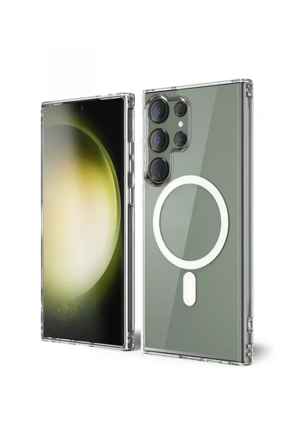 Samsung Galaxy S23 Ultra Kılıf Magneticsafe Şeffaf Silikon - Şeffaf