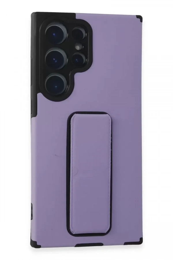 Samsung Galaxy S23 Ultra Kılıf Mega Standlı Silikon - Lila