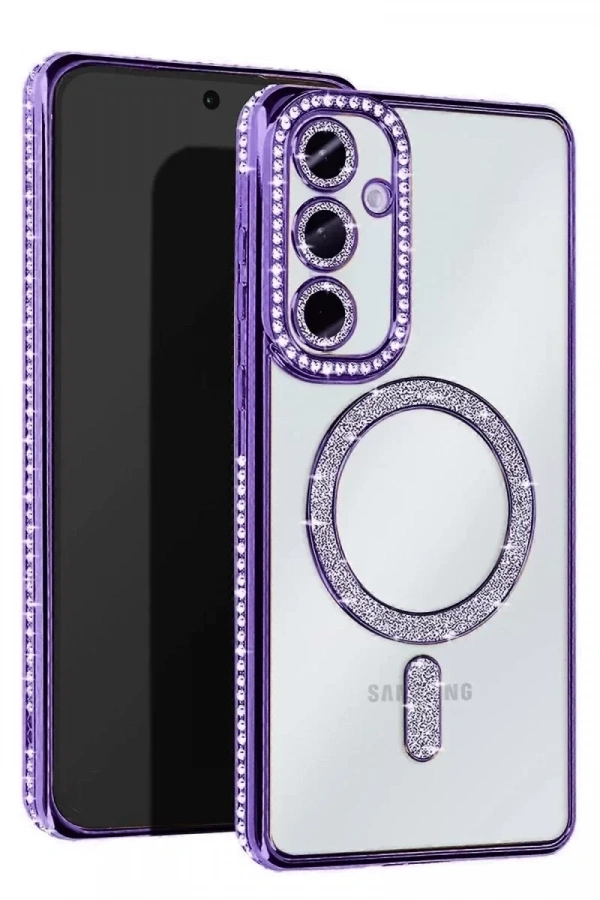 Samsung Galaxy S24 FE Joke Simli Magneticsafe Kılıf - Derin Mor