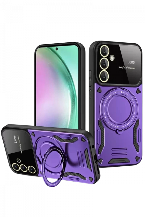 Samsung Galaxy S24 FE Kılıf Joy Lens Standlı Kapak - Mor