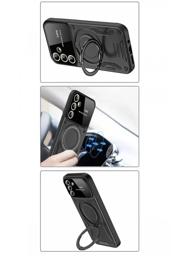 Samsung Galaxy S24 FE Kılıf Joy Lens Standlı Kapak - Mor