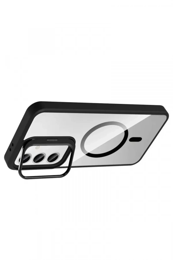 Samsung Galaxy S24 FE Remim Lensli Magsafe Standlı Kapak - Siyah
