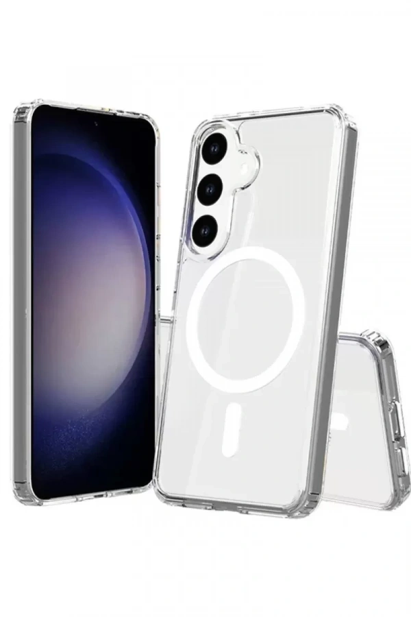 Samsung Galaxy S24 Kılıf Magneticsafe Şeffaf Silikon - Şeffaf